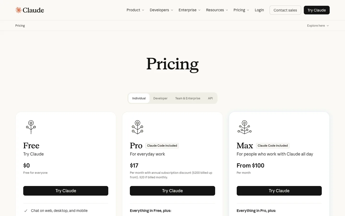 claude-pricing: Página pública de precios de Claude con los planes Free, Pro y Max, capturada el 27/10/2026. No es una prueba local.
