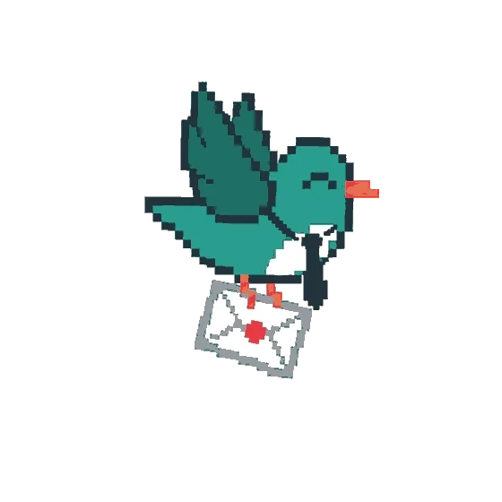 pip: Pip, el pájaro mensajero mascota de AI Job Search, animación original de Mads Lorentzen (licencia MIT).