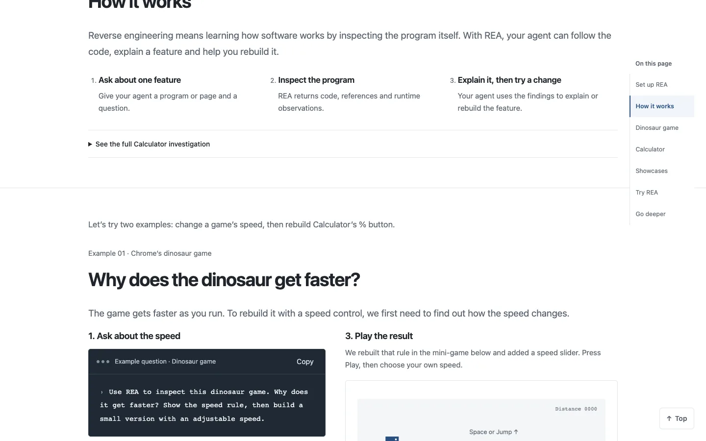 dino-example: The official dinosaur example on rea.tools, captured on 16/10/2026. Not a local test.