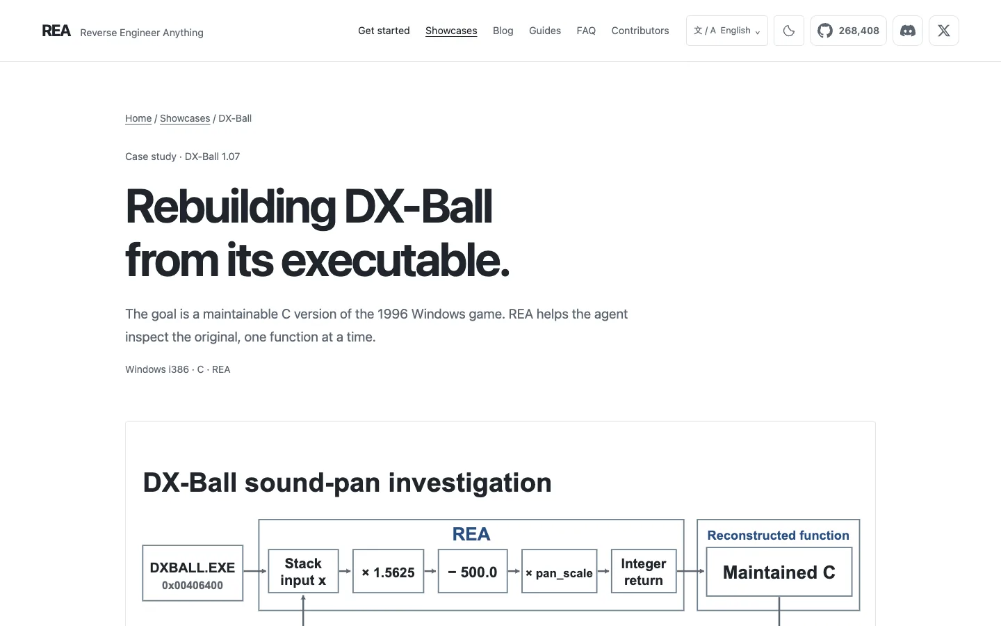 dx-ball-case: The official DX-Ball case page on rea.tools, captured on 16/10/2026. Not a local test.