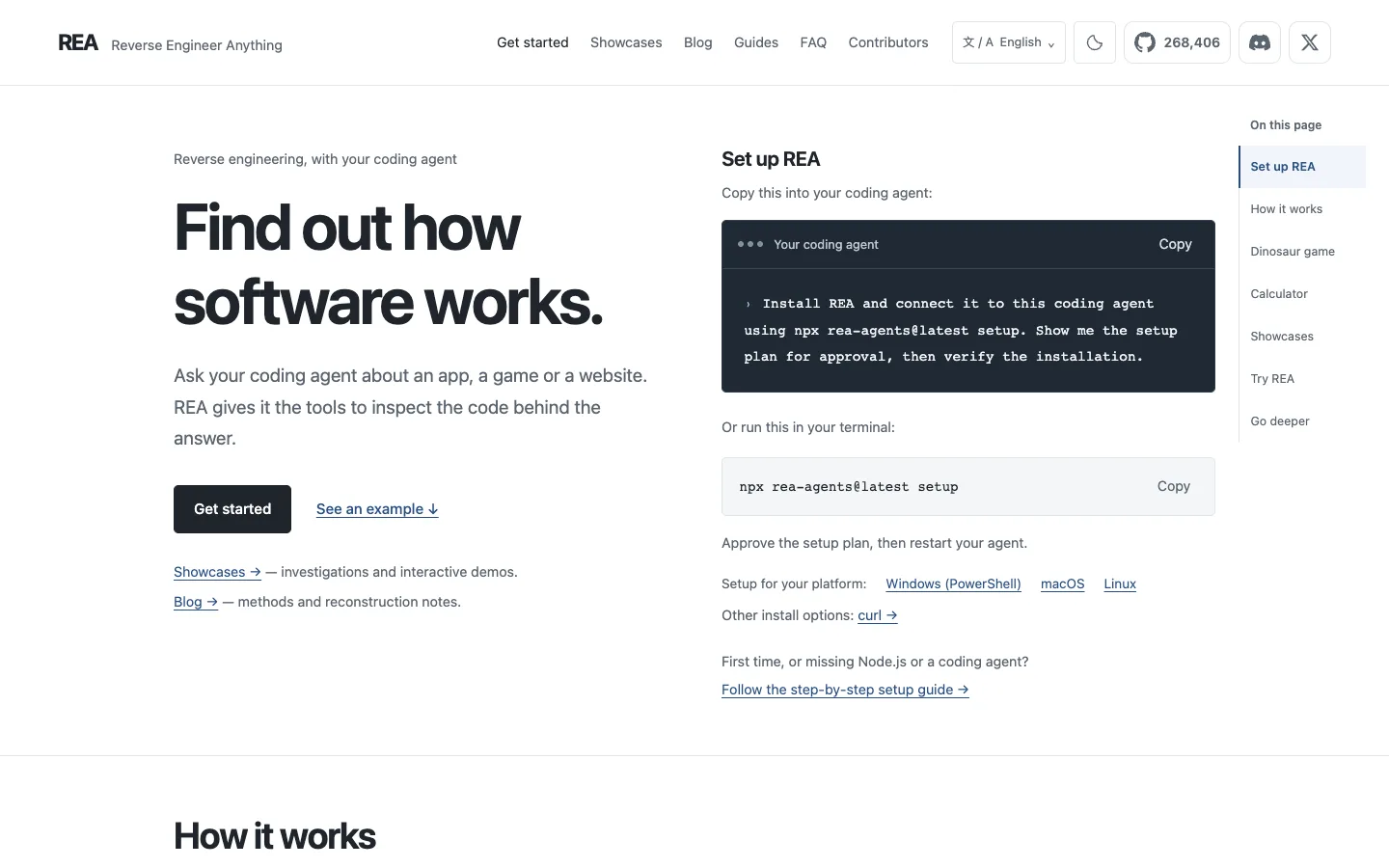 rea-tools: The official rea.tools page with the "Set up REA" step, captured on 16/10/2026. Not a local test.